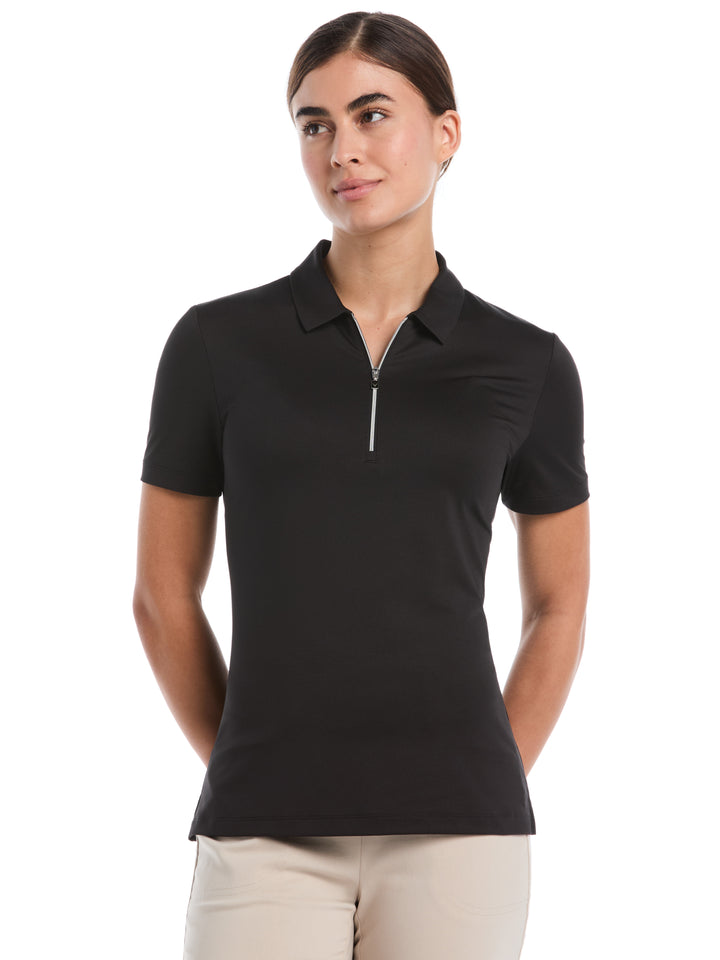 1/4 Zip Solid Golf Polo (Caviar) 