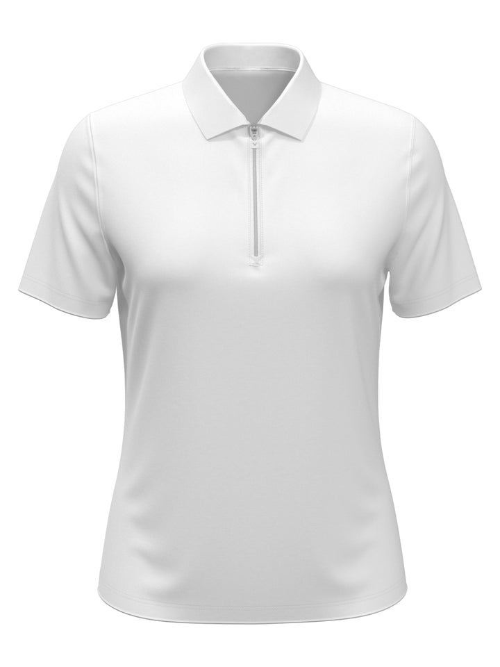 1/4 Zip Solid Golf Polo (Brilliant White) 