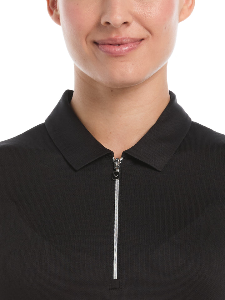 1/4 Zip Solid Golf Polo (Caviar) 