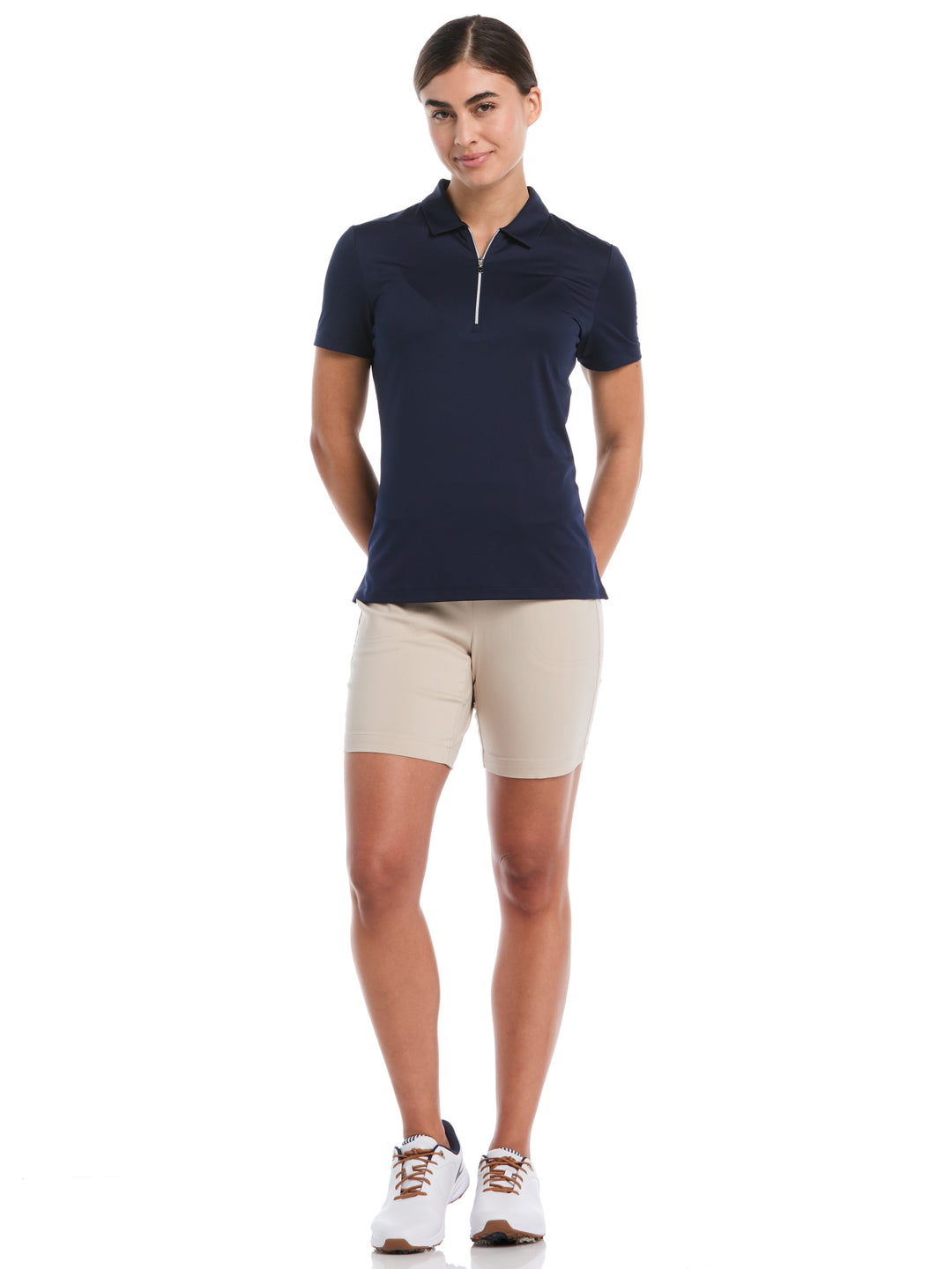 1/4 Zip Solid Golf Polo (Peacoat) 