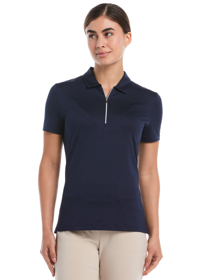 1/4 Zip Solid Golf Polo (Peacoat) 
