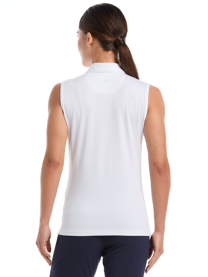 1/4 Zip Solid Golf Polo (Brilliant White) 
