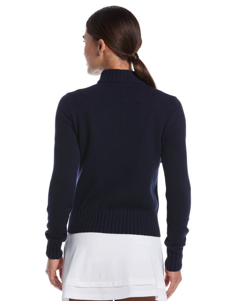 Women's 1/4 Zip Sweater (Peacoat) 