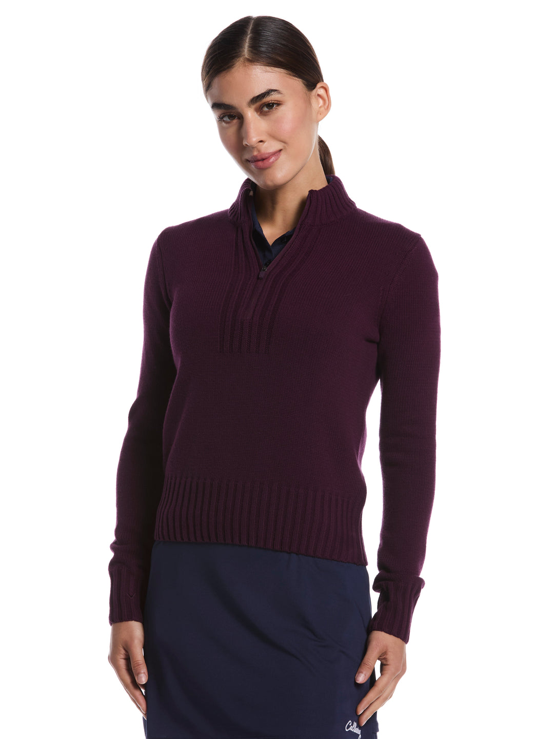 Women's 1/4 Zip Sweater (Potent Purple) 