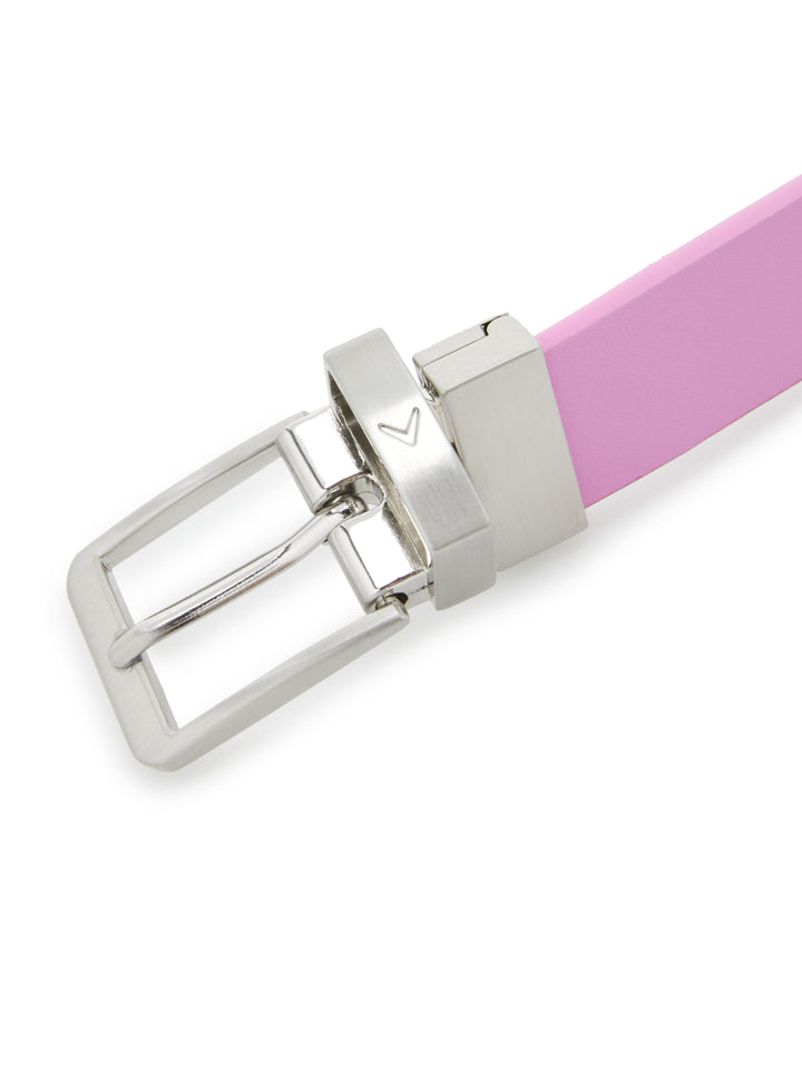 Ladies Reversible Sleek Modern Belt (Pink Sunset/White) 