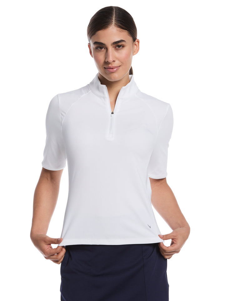 Women's Rib Play Golf Polo (Brilliant White) 