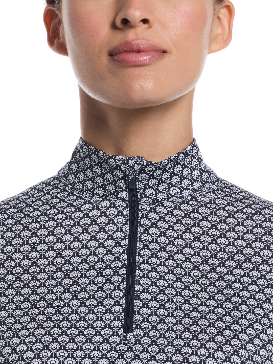 Women's Scarf Geo Print Long Sleeve Golf Shirt (Peacoat) 