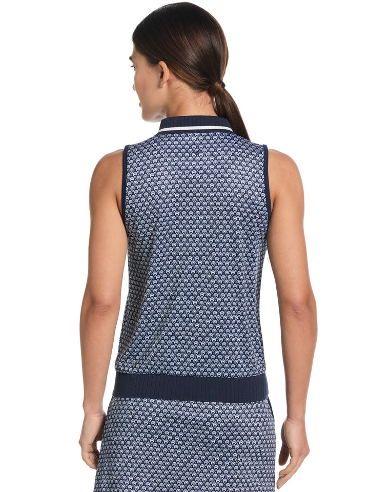 Women's Printed Golf Polo (Peacoat) 