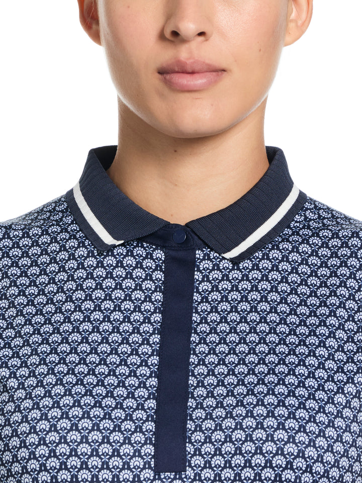 Women's Printed Golf Polo (Peacoat) 