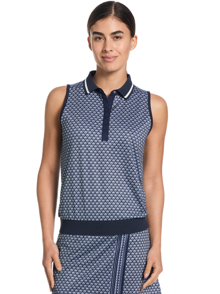Women's Printed Golf Polo (Peacoat) 