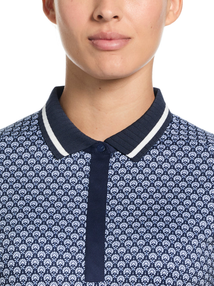 Women's Printed Performance Golf Polo (Peacoat) 