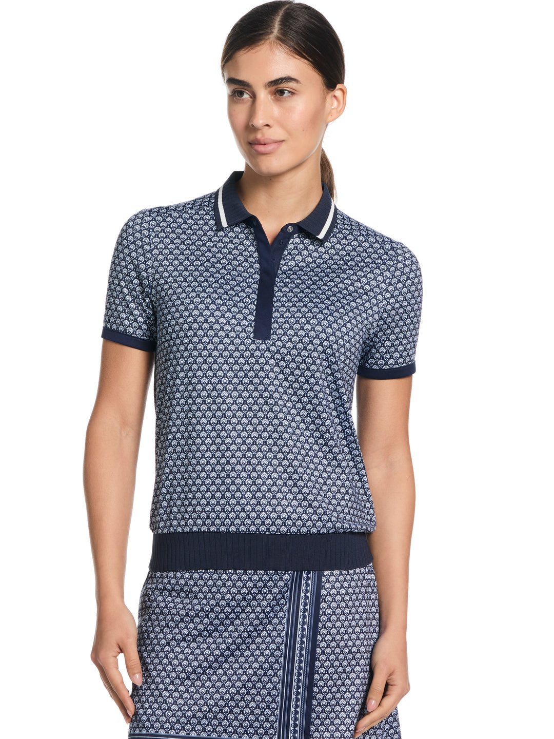 Women's Printed Performance Golf Polo (Peacoat) 