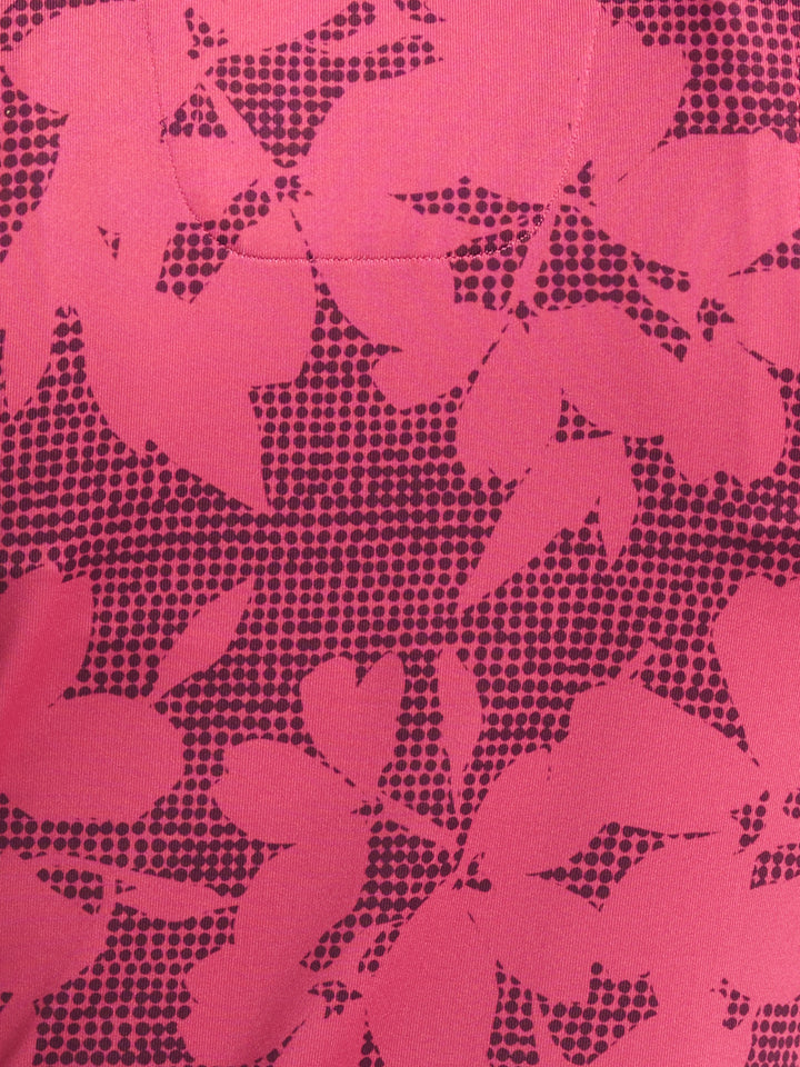 Women's Sleeveless Floral Printed Polo (Carmine) 