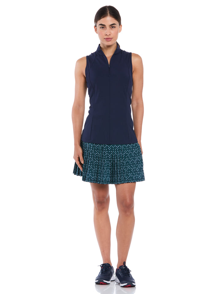 Women's Rib Print Sleeveless Golf Shirt (Peacoat) 