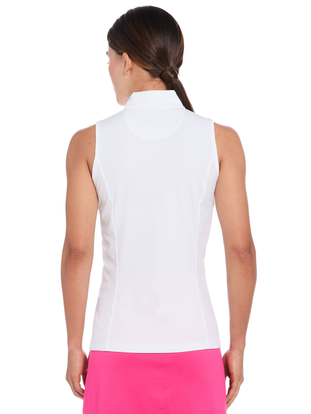 Women's Rib Print Sleeveless Golf Shirt (Brilliant White) 