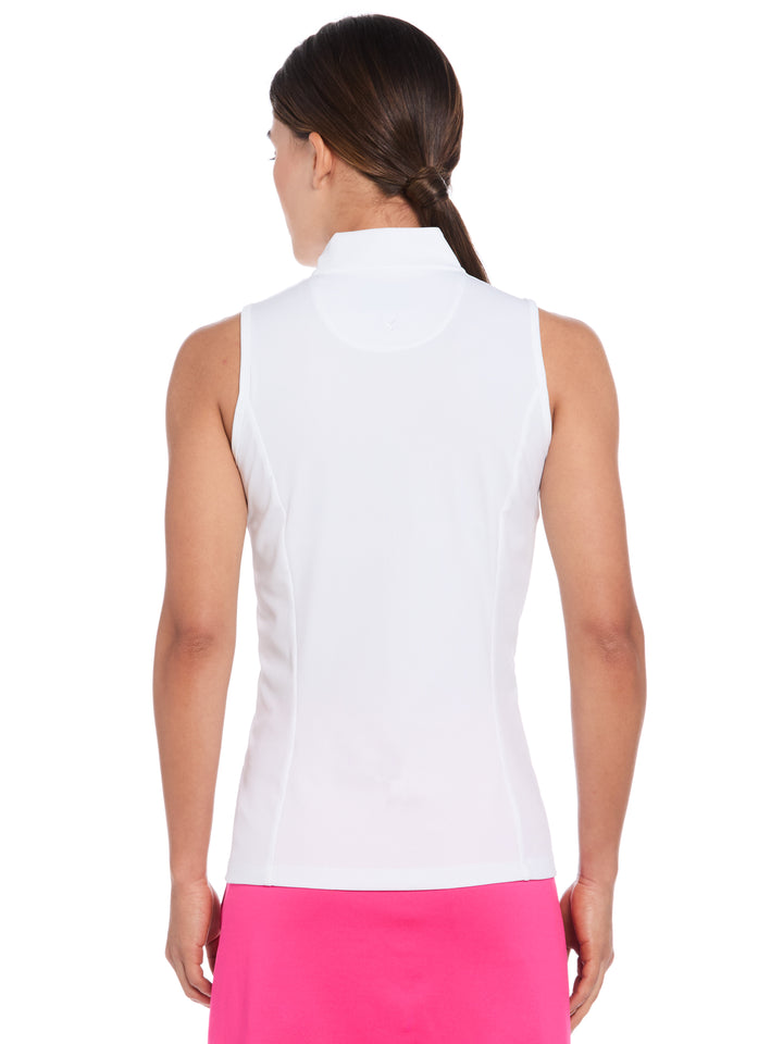 Women's Rib Print Sleeveless Golf Shirt (Brilliant White) 