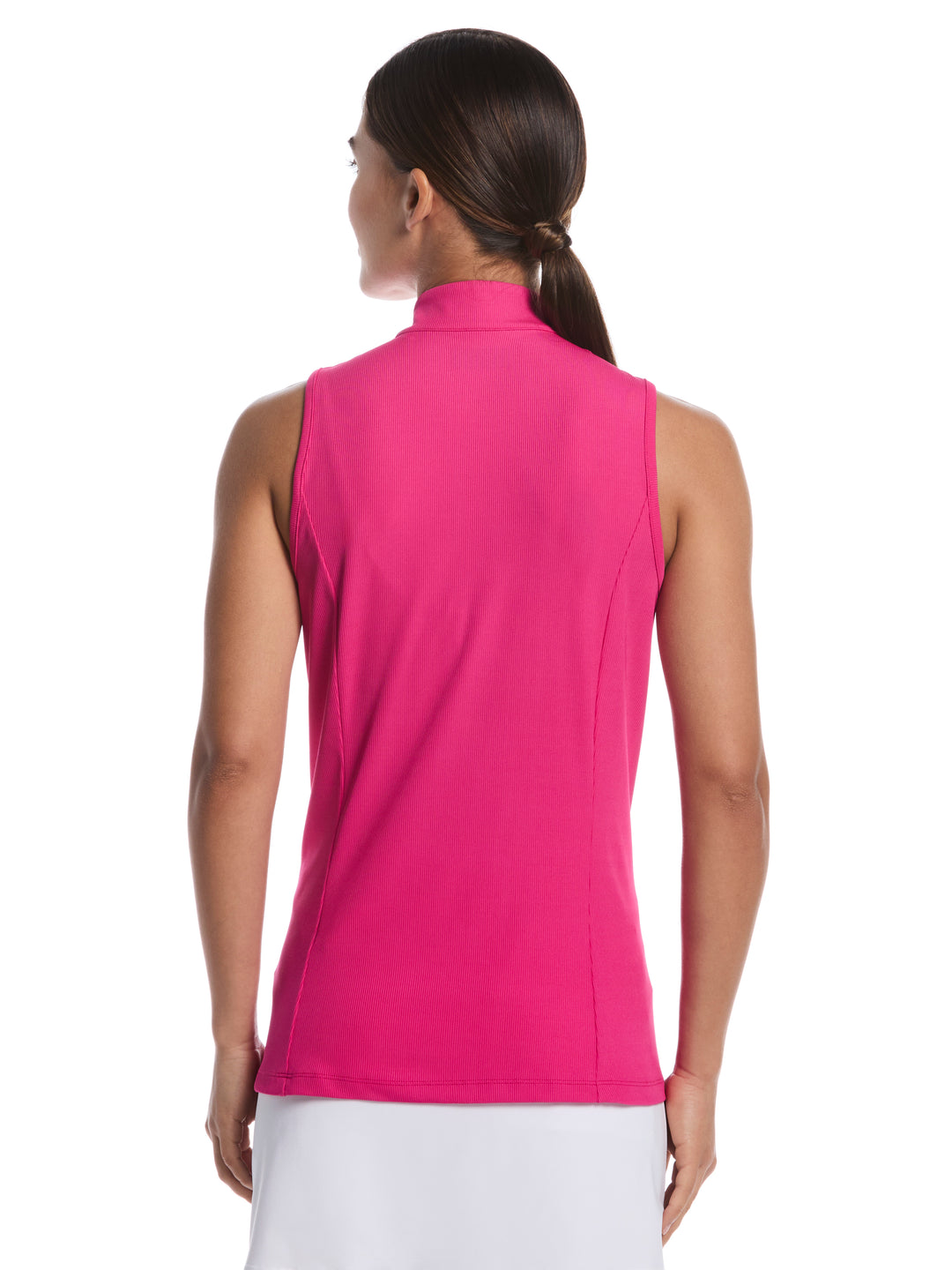 Women's Rib Print Sleeveless Golf Shirt (Fuchsia Purple) 