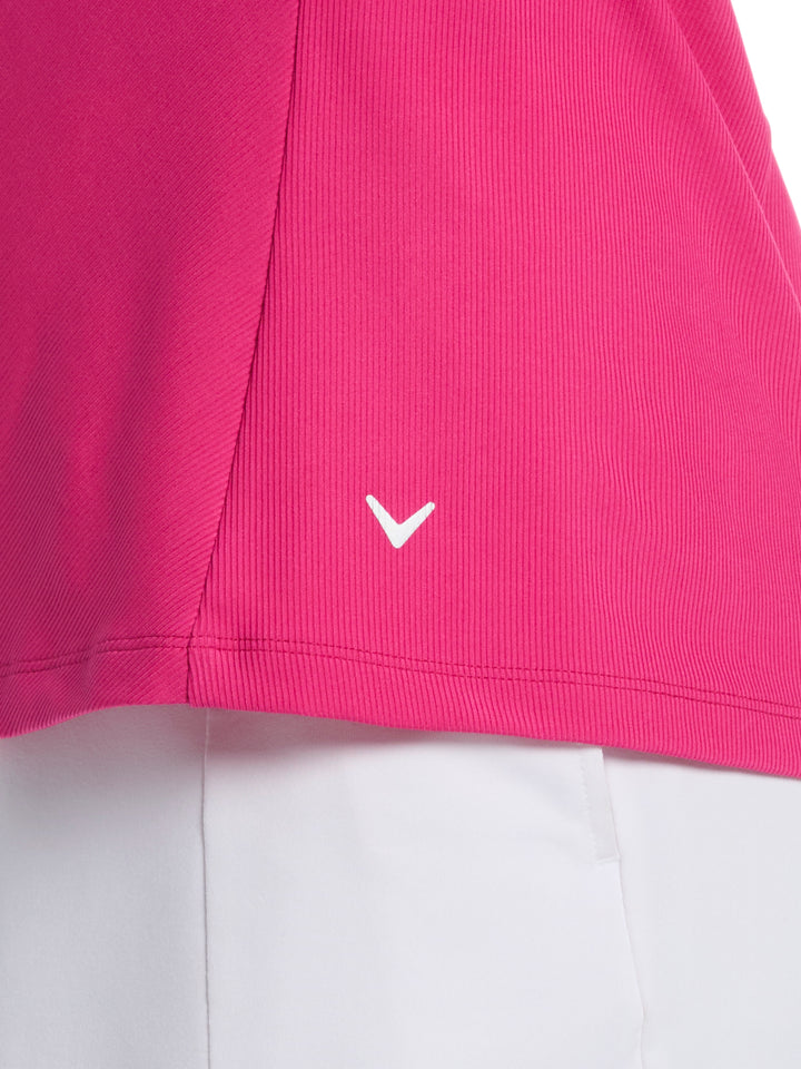 Women's Rib Print Sleeveless Golf Shirt (Fuchsia Purple) 