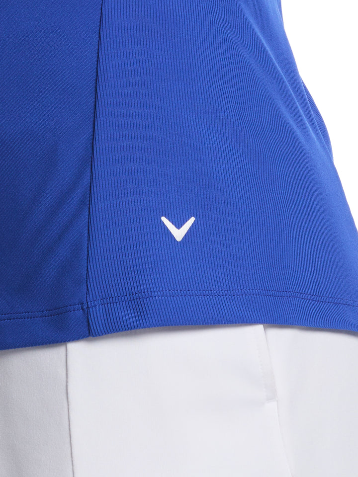 Women's Rib Print Sleeveless Golf Shirt (Blue Tattoo) 