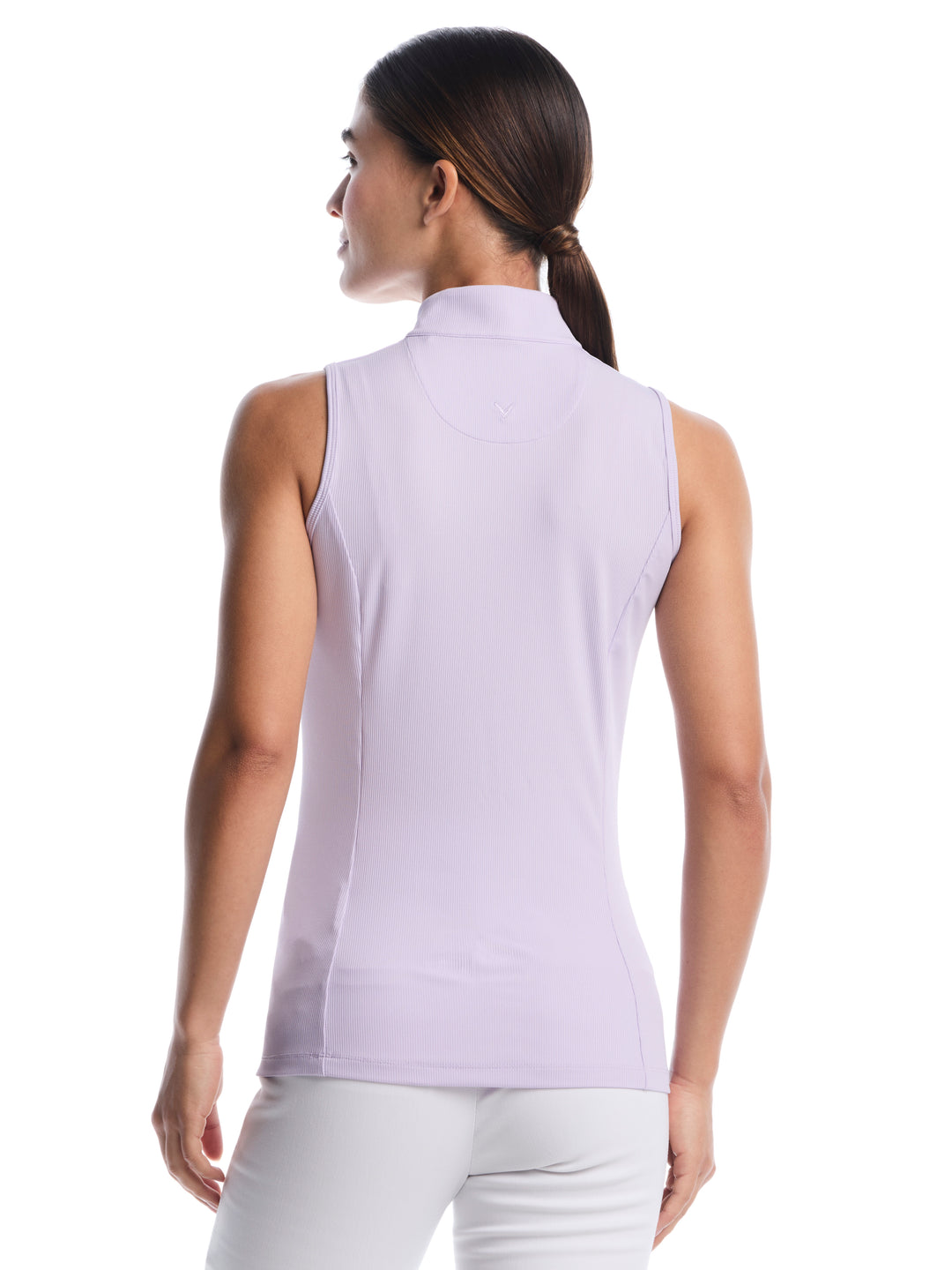 Womens Sleeveless Rib Print Shirt-Polos-Callaway