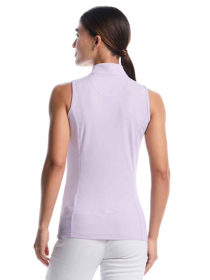 Womens Sleeveless Rib Print Shirt-Polos-Callaway
