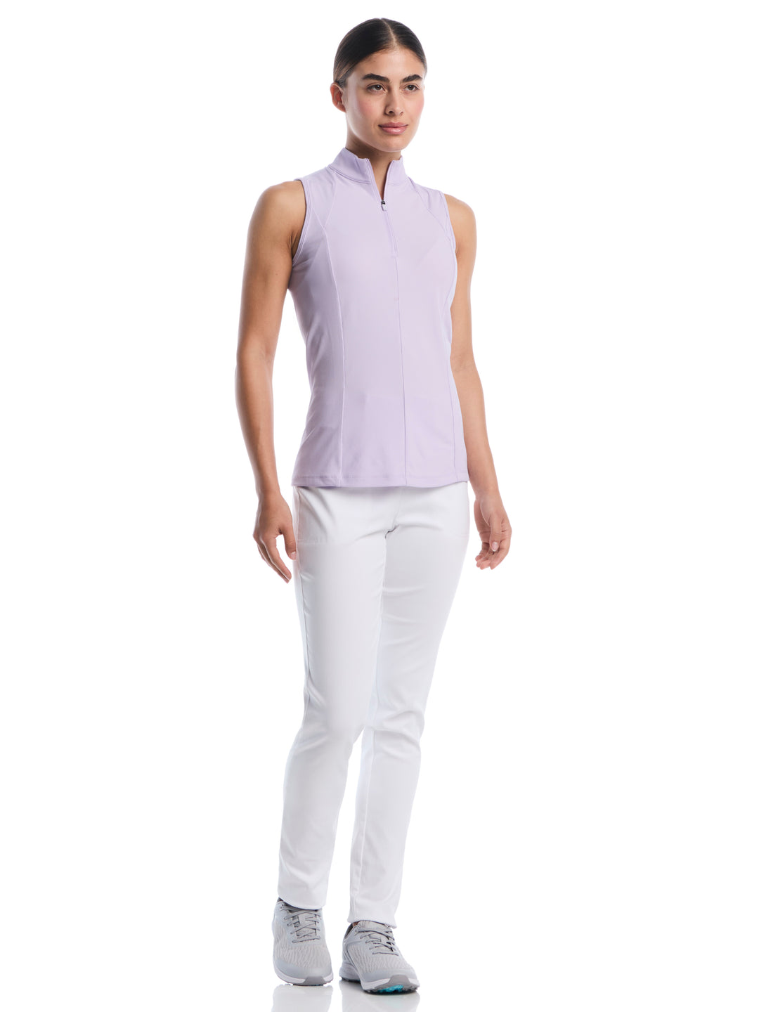 Womens Sleeveless Rib Print Shirt-Polos-Callaway