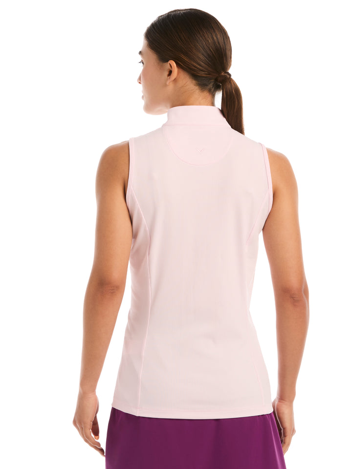 Womens Sleeveless Rib Print Shirt-Polos-Callaway
