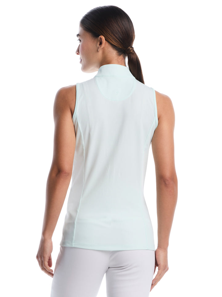Womens Sleeveless Rib Print Shirt-Polos-Callaway