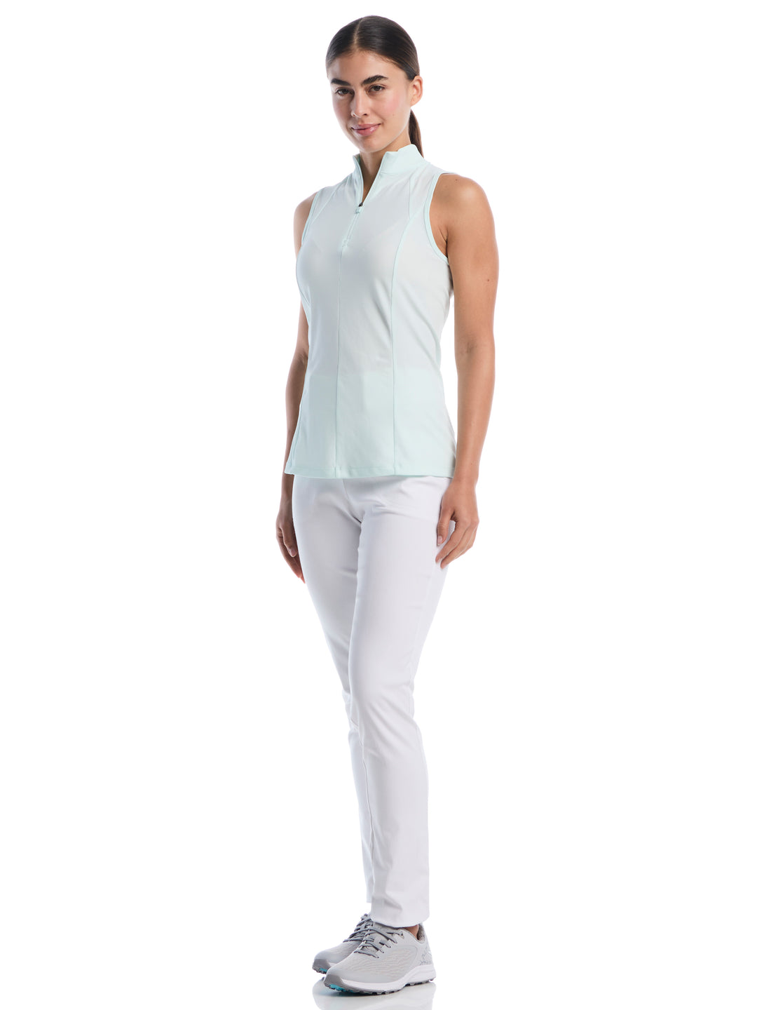 Womens Sleeveless Rib Print Shirt-Polos-Callaway