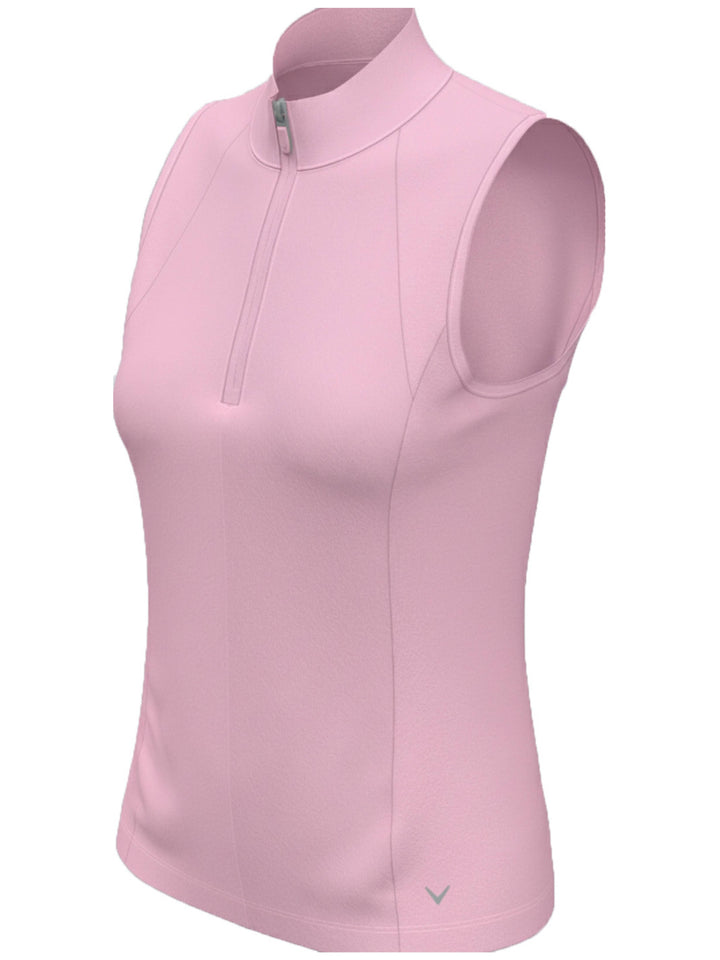 Womens Sleeveless Rib Print Shirt-Polos-Callaway