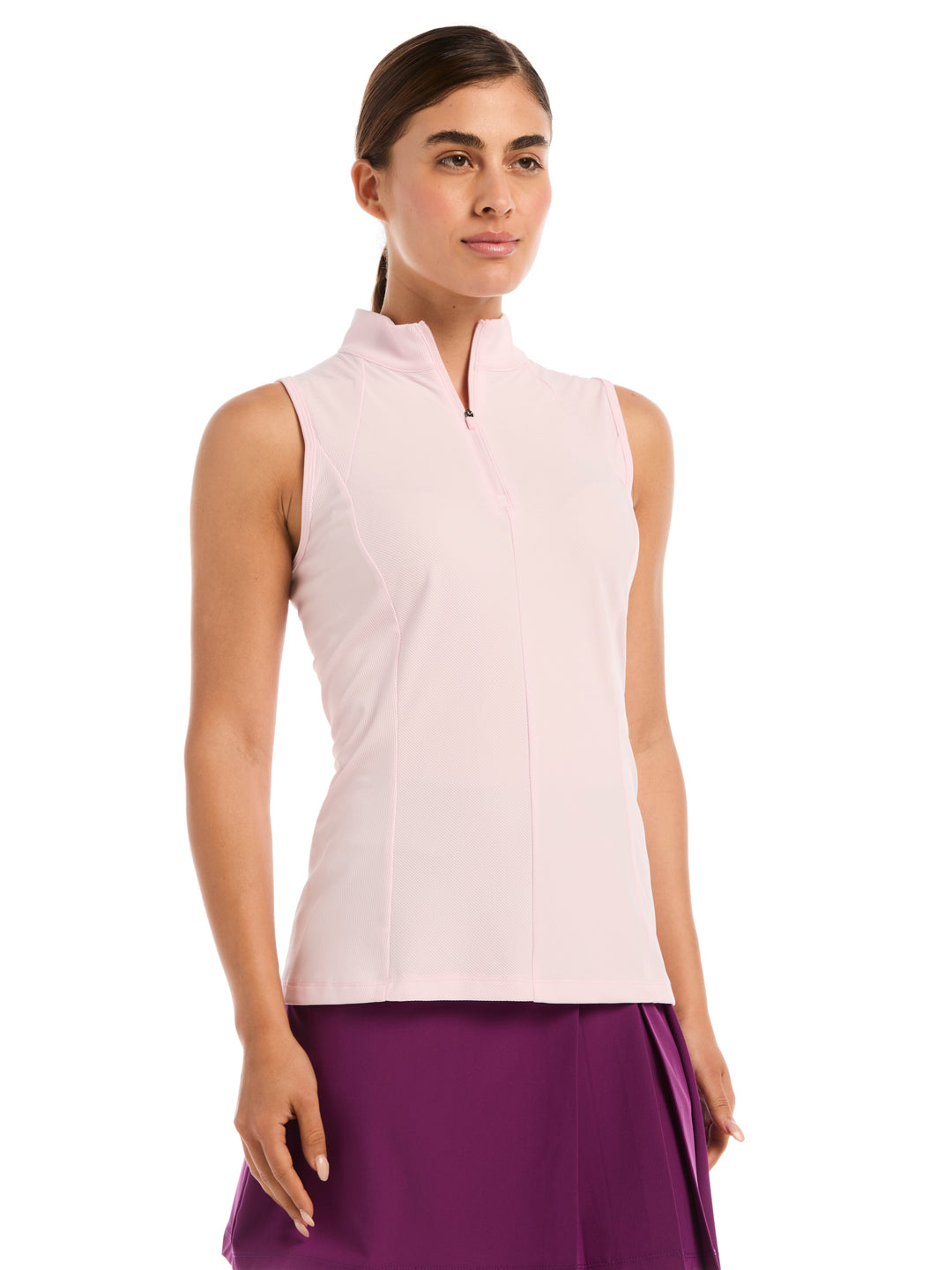 Womens Sleeveless Rib Print Shirt-Polos-Cherry Blossom-XS-Callaway