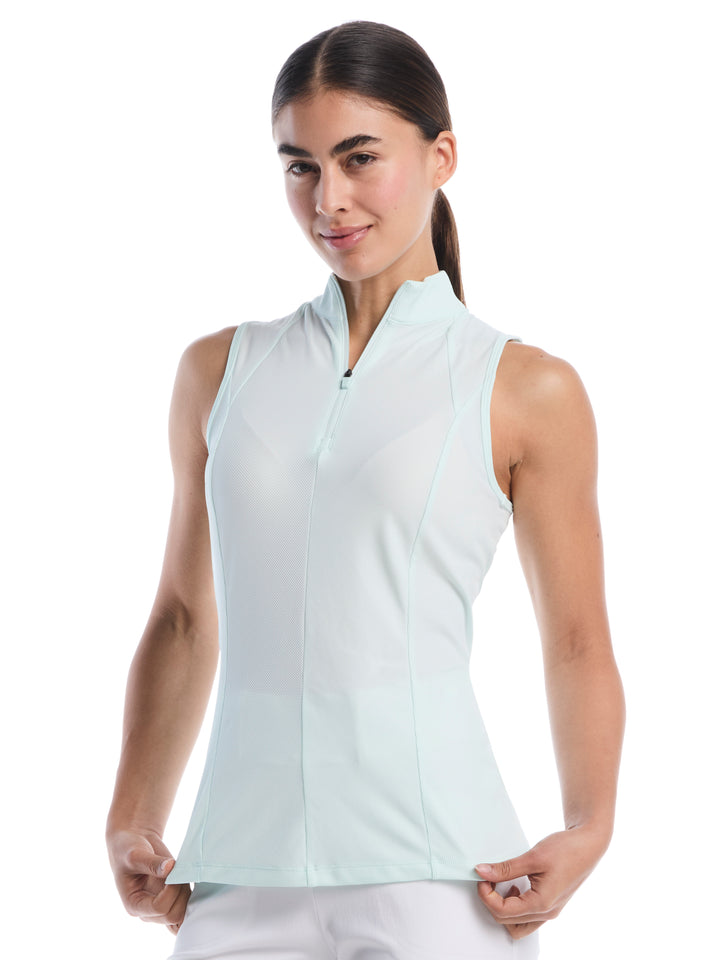 Womens Sleeveless Rib Print Shirt-Polos-Salt Air-XS-Callaway