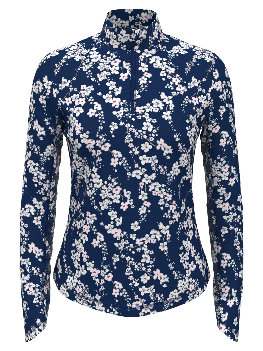 Women's Snowy Floral Long Sleeve Golf Shirt (Blue Depths) 