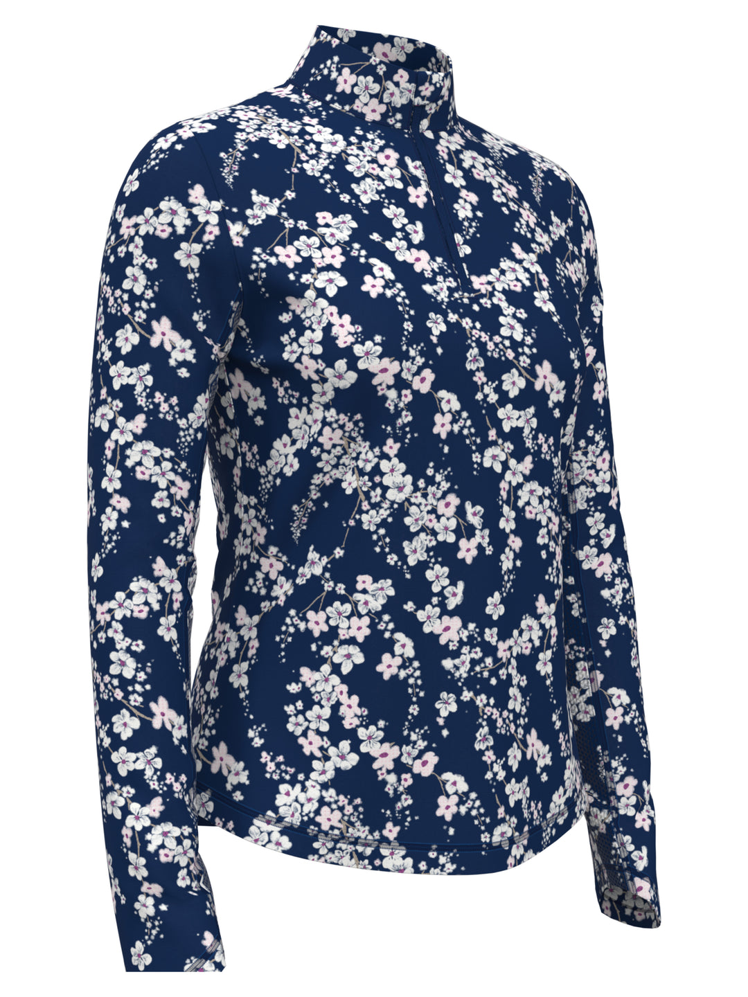 Women's Snowy Floral Long Sleeve Golf Shirt (Blue Depths) 
