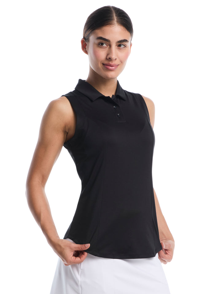 Womens Solid Sleeveless Golf Polo-Polos-Black-XS-Callaway