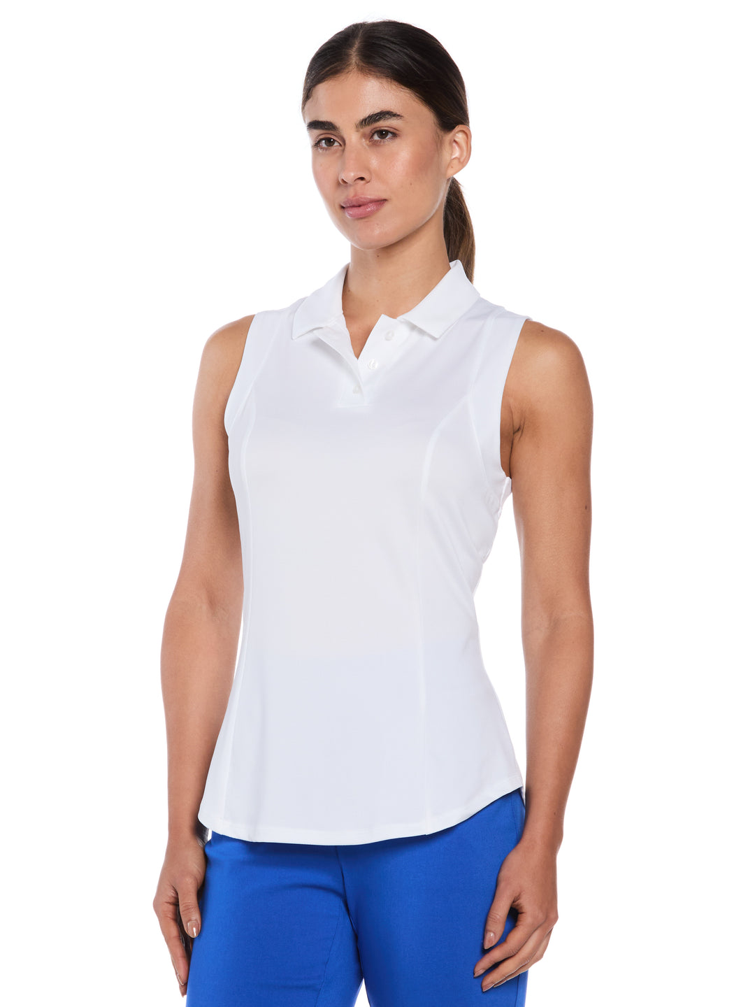 Women's Solid Sleeveless Golf Polo (Brilliant White) 