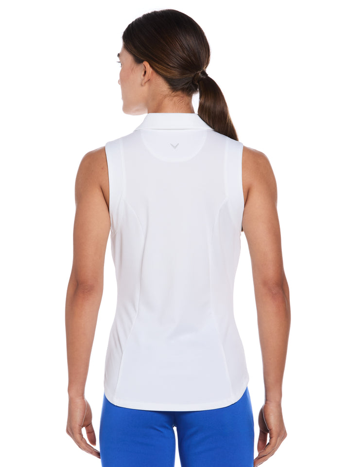 Women's Solid Sleeveless Golf Polo (Brilliant White) 