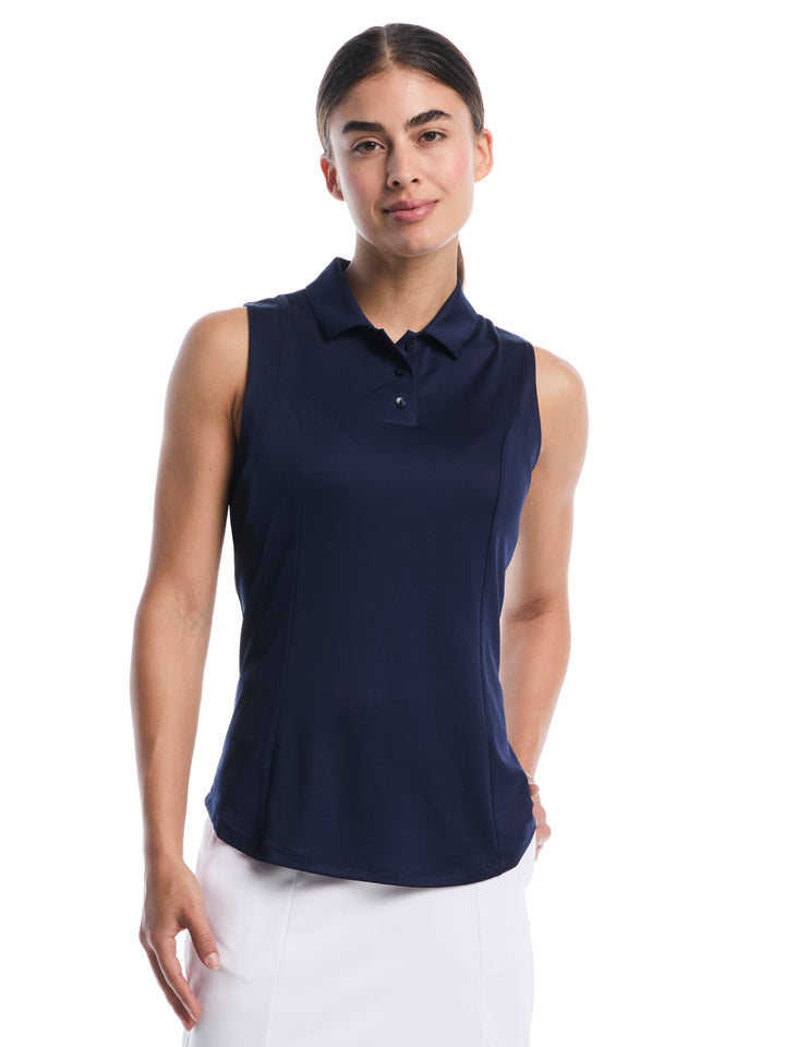 Womens Solid Sleeveless Golf Polo-Polos-Navy-XS-Callaway