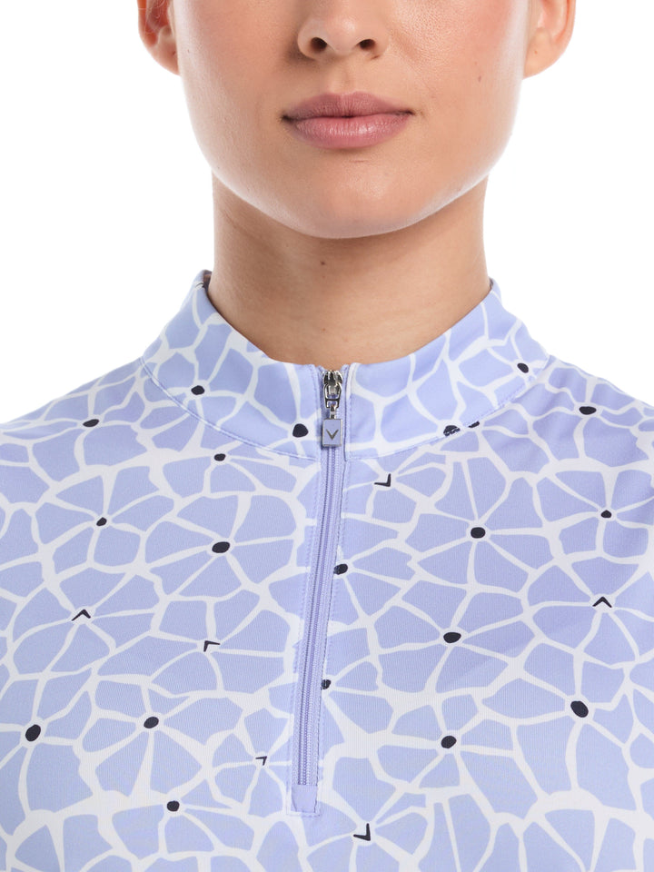 Womens Spring Floral Print Zip Golf Polo-Polos-Callaway