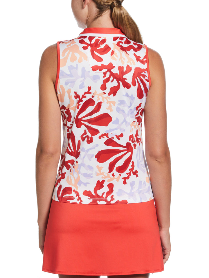 Womens Summer Abstract Floral Waist Length Top (Brilliant White) 