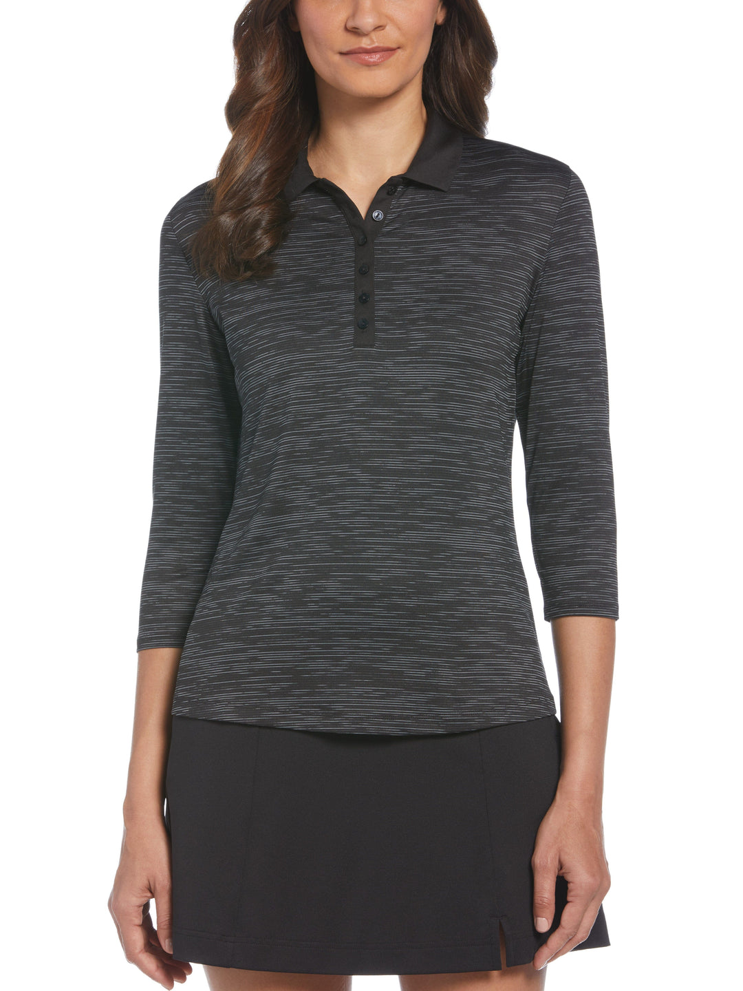 Womens Swing Tech™ 3/4 Sleeve Space Dye Golf Polo-Polos-Caviar-DS-XS-Callaway