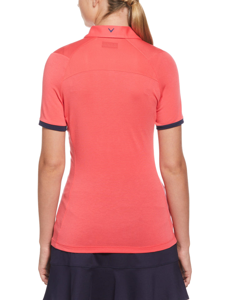 Womens Colour Block Polo (Geranium) 