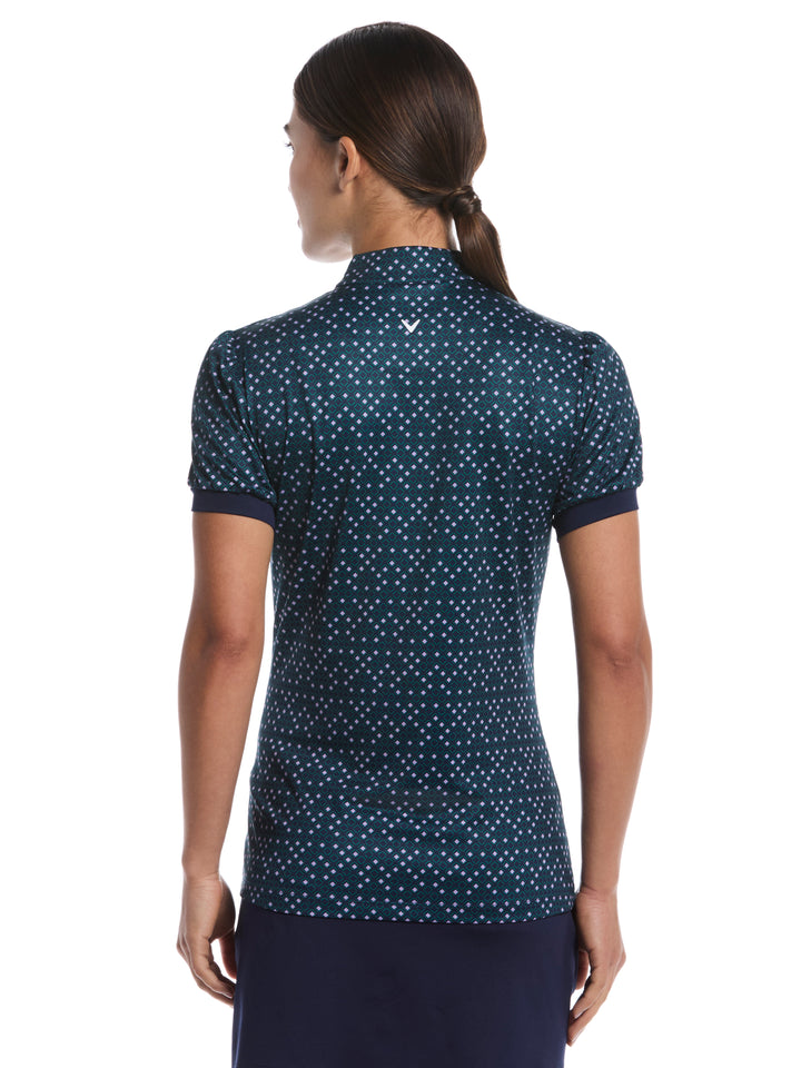 Women's Puff Print Golf Polo (Peacoat) 