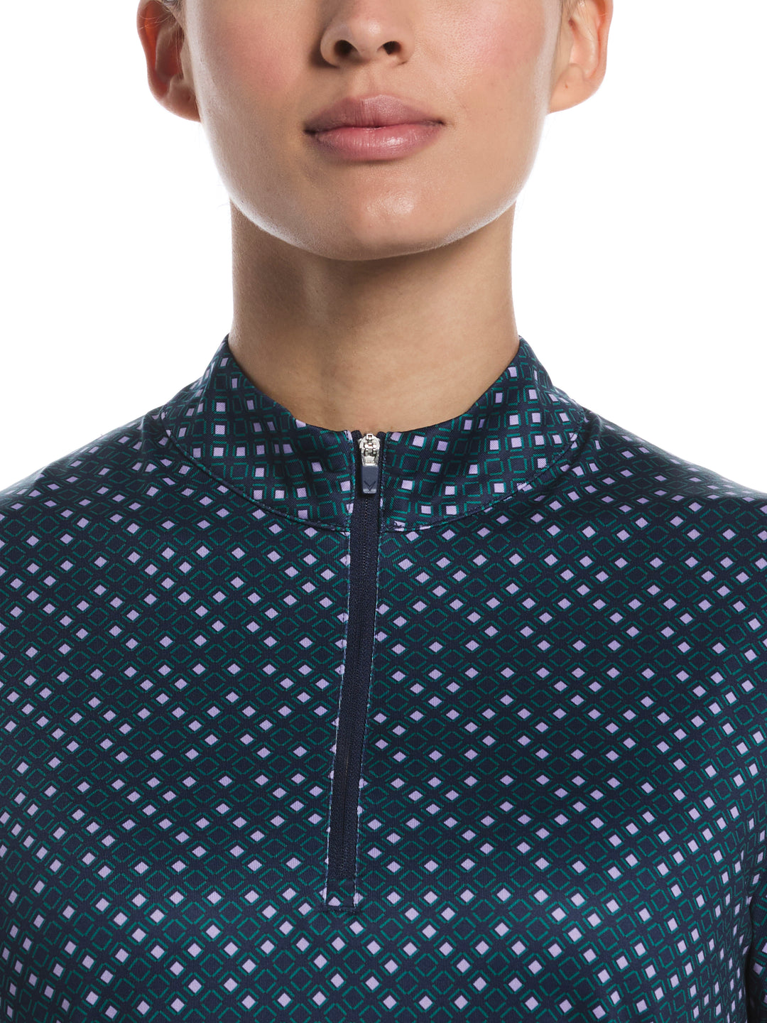 Women's Puff Print Golf Polo (Peacoat) 