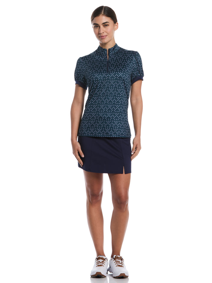 Women's Puff Print Golf Polo (Peacoat) 