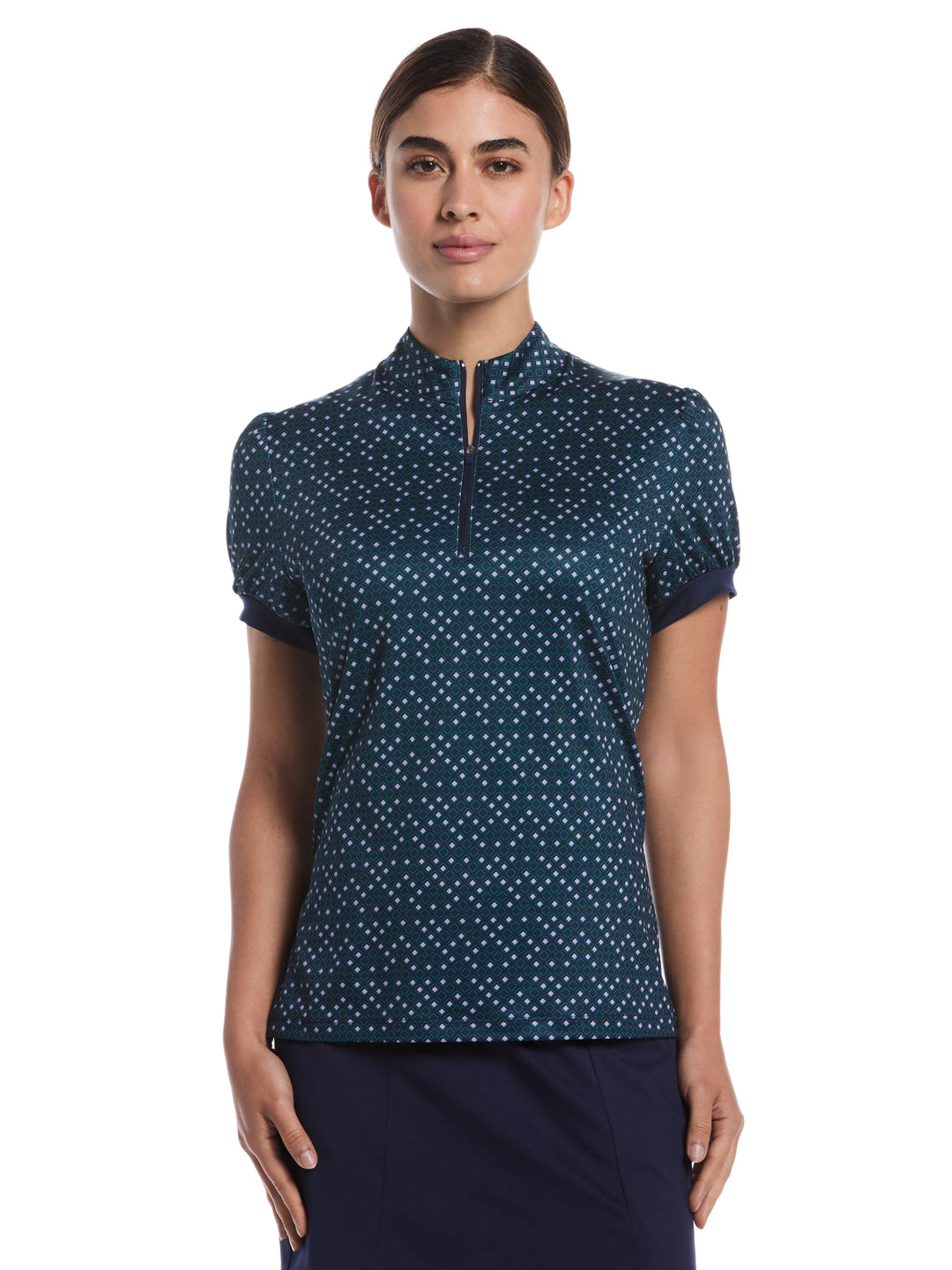Women's Puff Print Golf Polo (Peacoat) 