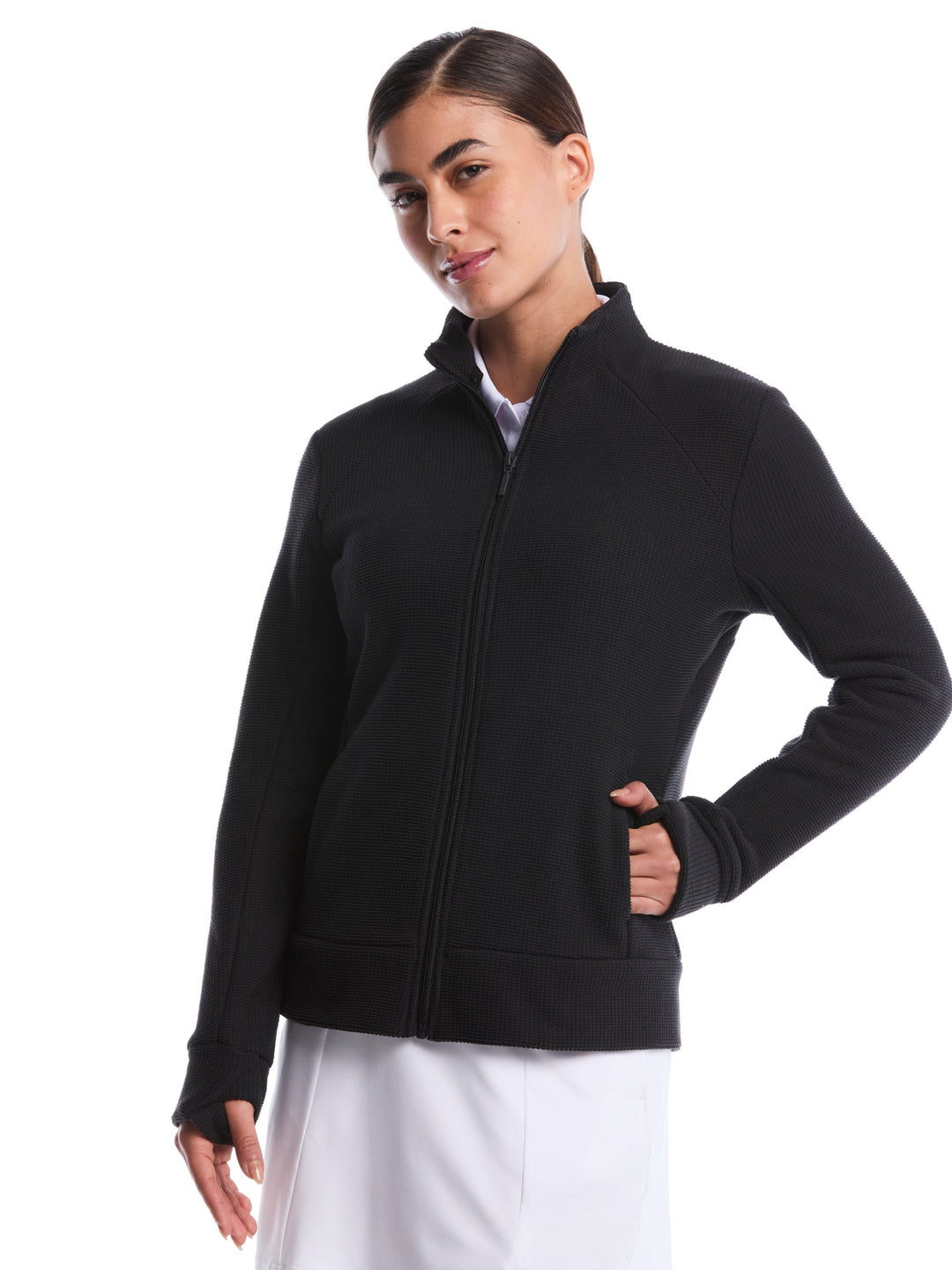 Textured Fleece Midweight Golf Jacket (Caviar) 