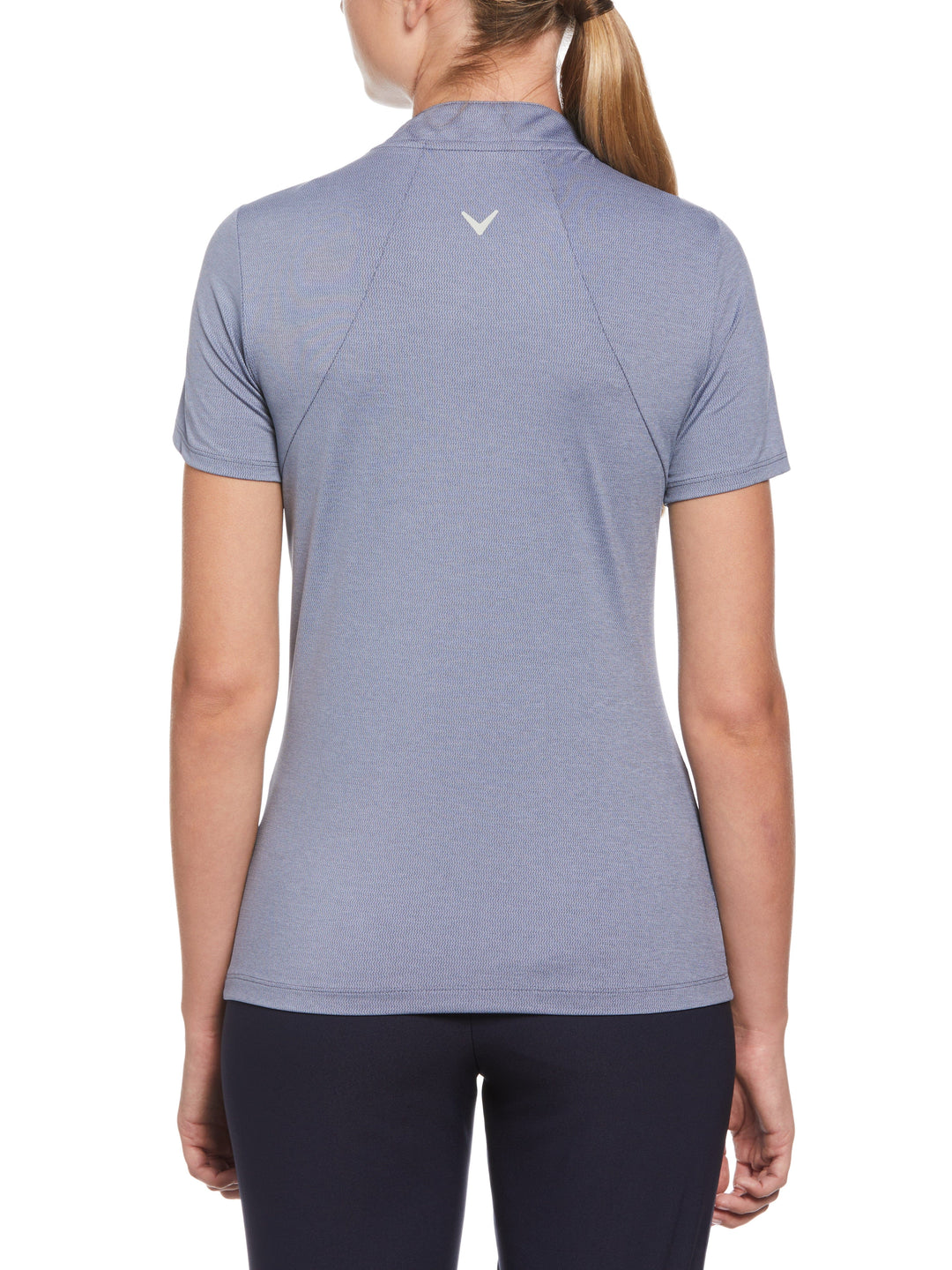 Tonal Texture Heather Polo Top (Blue Indigo Htr) 