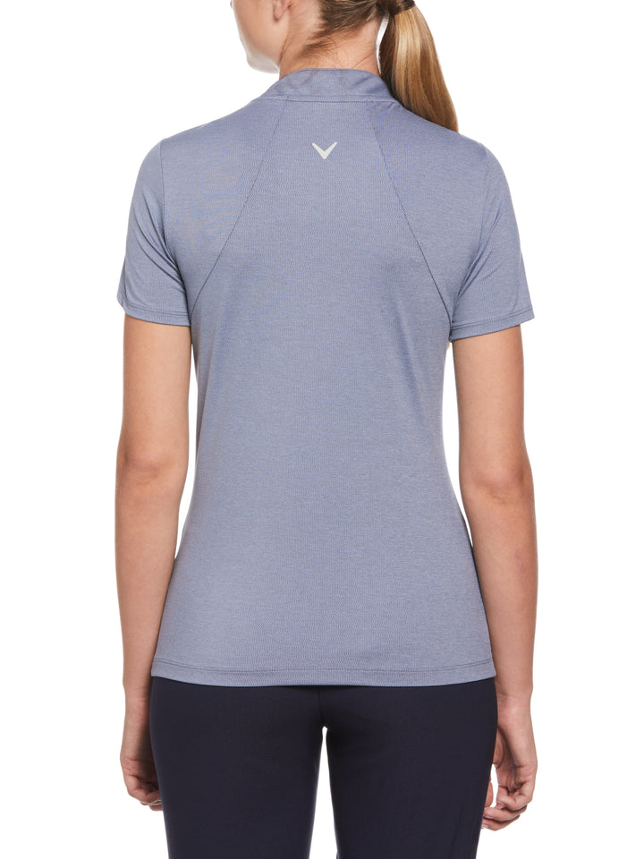 Tonal Texture Heather Polo Top (Blue Indigo Htr) 