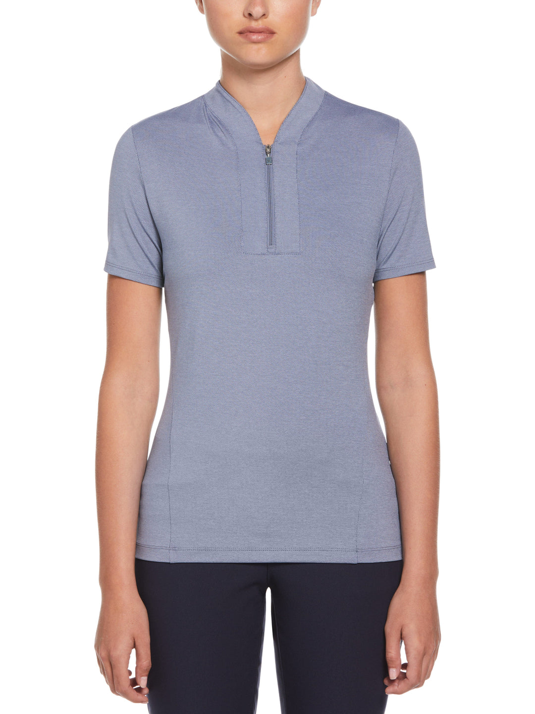 Tonal Texture Heather Polo Top (Blue Indigo Htr) 
